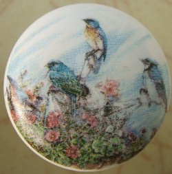 CERAMIC CABINET KNOBS BLUE BIRD Knob