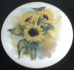 CERAMIC CABINET KNOB  SUNFLOWER SUN FLOWER