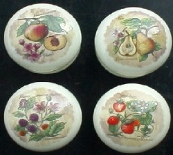 CERAMIC CABINET KNOB KNOBS FRUIT PEAR BERRY PEARS STRAWBERRY